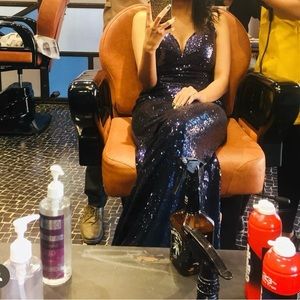 Dark purple sequins gown